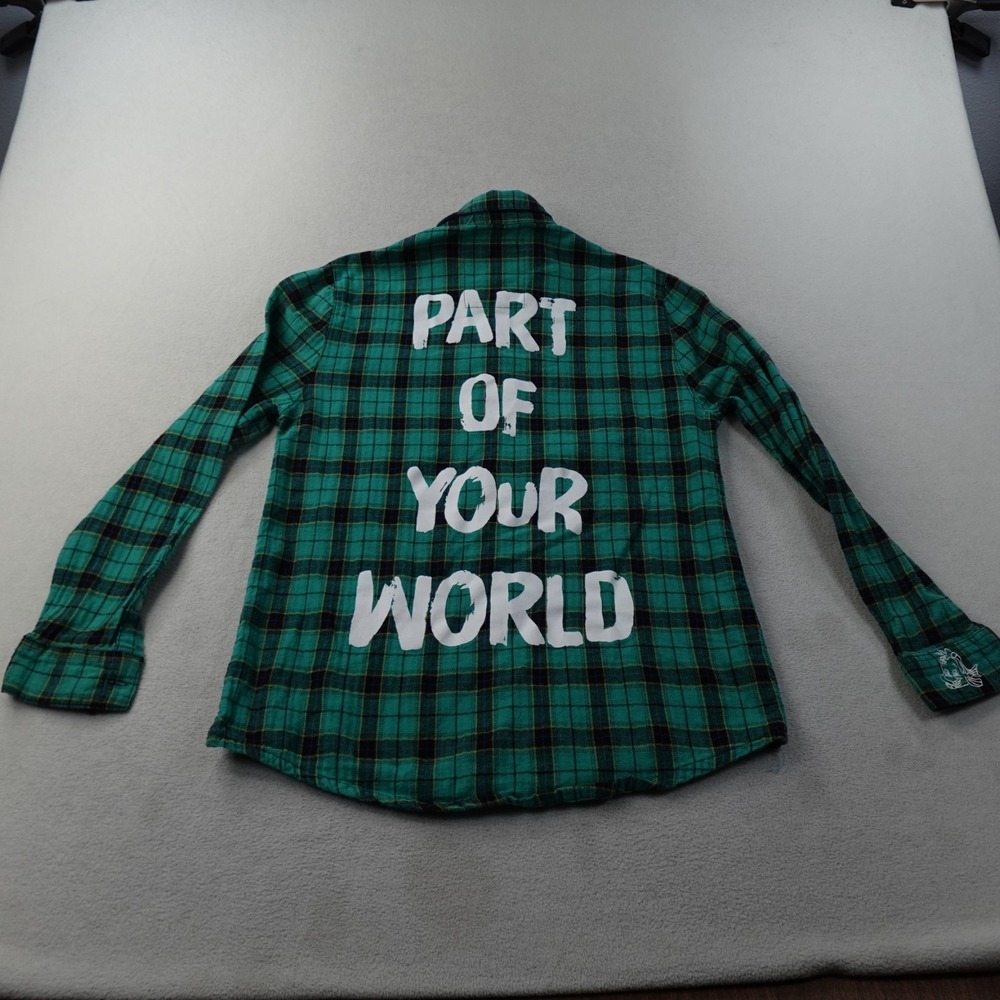 Cakeworthy Disney Ariel Part Of Your World Flannel Shirt Womens S Green Plaid